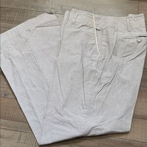 LOFT White and Blue Striped Wide-Leg Trousers